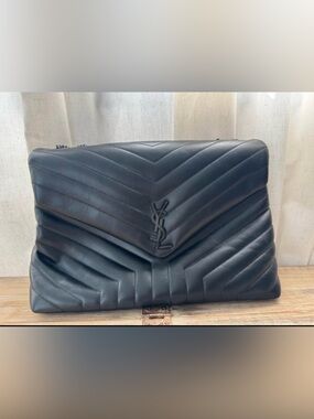 Saint Laurent “So Black” Chevron Loulou Shoulder Bag –Large